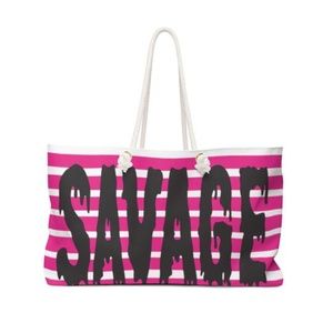 NEW 24X13 Savage Pink Stripe Weekender/Gym Bag #62
